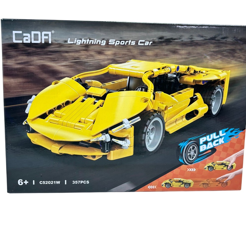 CaDA Building Block Set Lightning Sports Car C52021W Yellow Pull Back New in Box